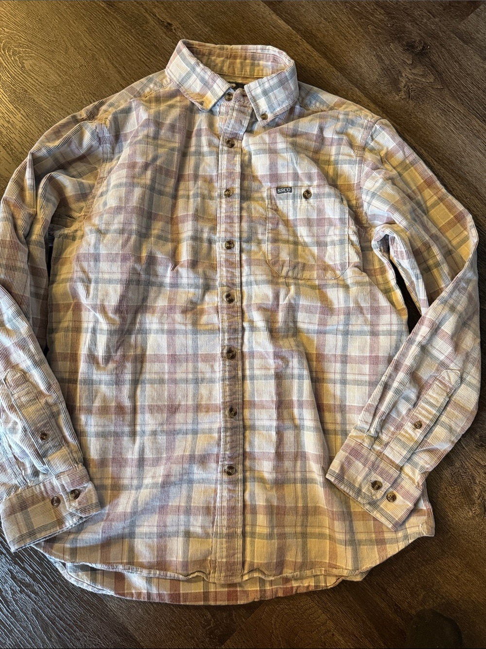 Southern Shirt Co Cotton Club Shirt Long Sleeve Plaid Button Up Brown Men's M